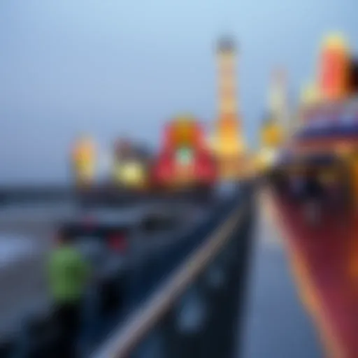 A panoramic view of the Atlantic City boardwalk with casinos in the background