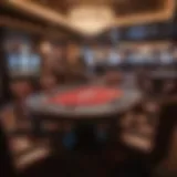 Luxurious poker table setup in a vibrant Las Vegas venue