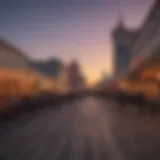 Panoramic view of Atlantic City's iconic boardwalk at sunset