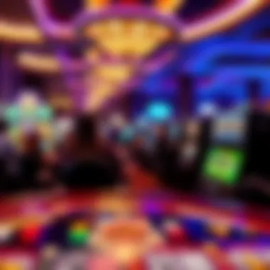 An elegant casino floor bustling with enthusiastic video poker players.