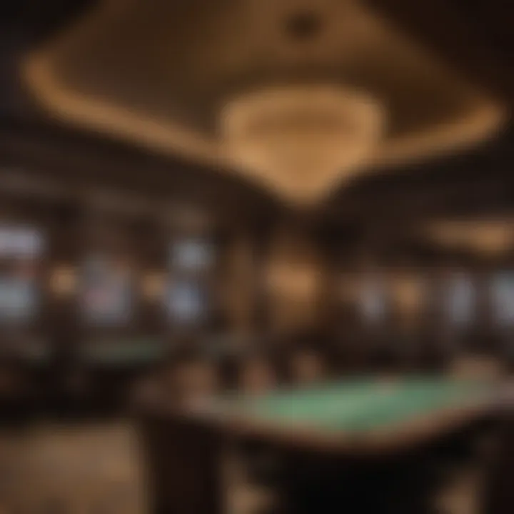 A well-lit section of the poker room highlighting its unique design