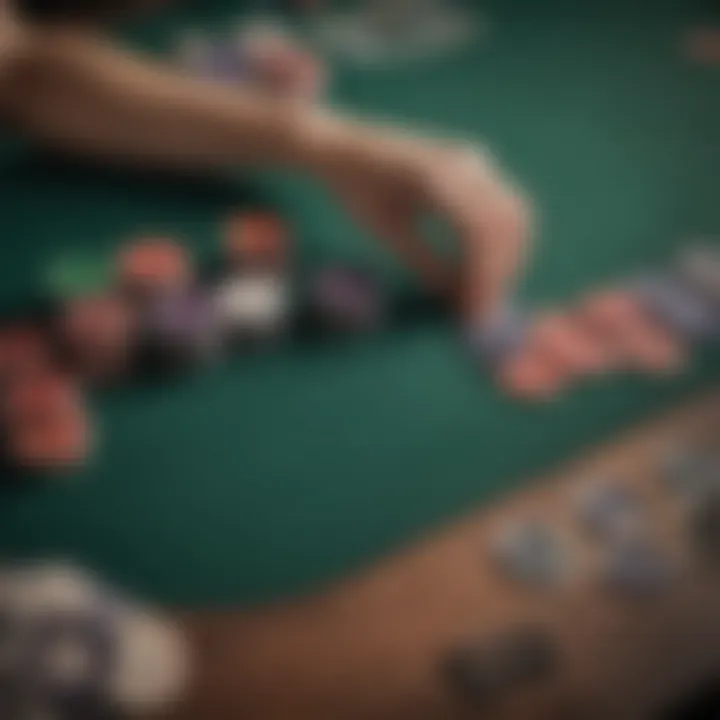 Close-up of poker chips and cards on a stylish table