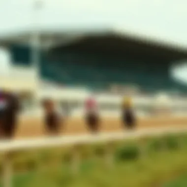 A view of Laurel Park with horses racing