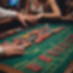 A vibrant craps table with colorful chips